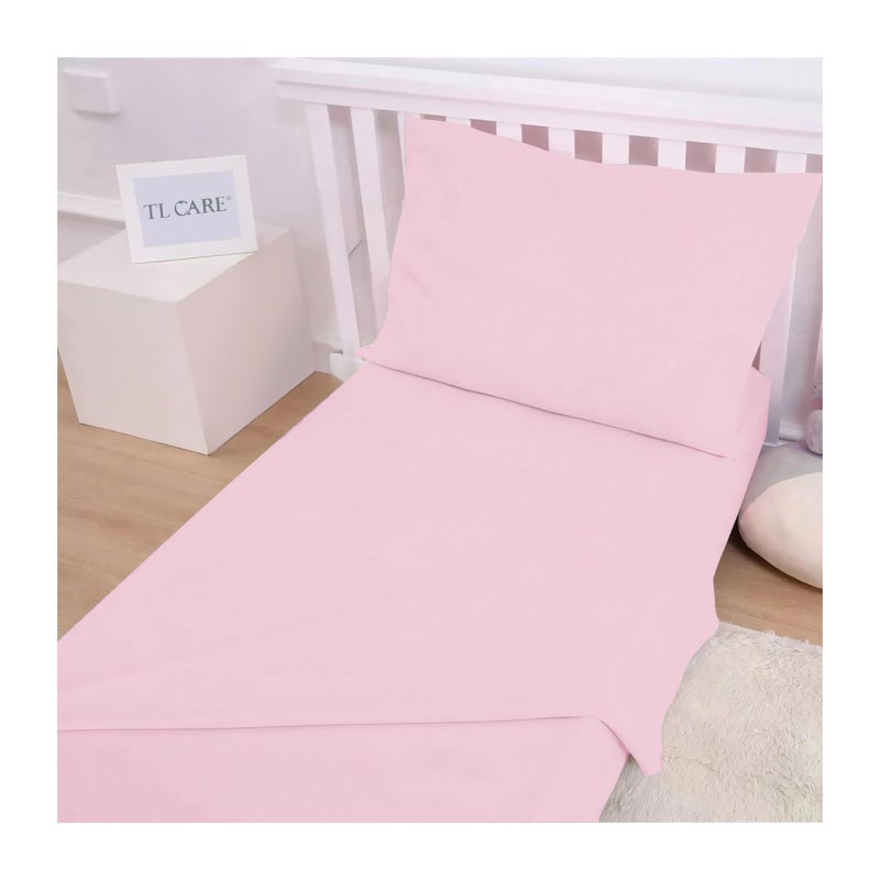 TL Care 100% Natural Cotton Jersey Knit 3-Piece Toddler Sheet Set, Pink, Soft Breathable, for Girls - Image 4